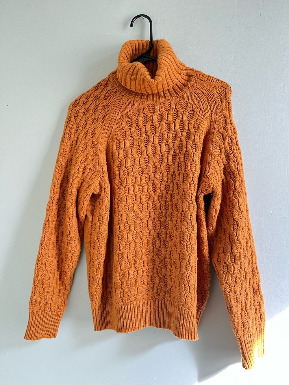 Women’s Cable Knit Turtleneck Sweater - Yellow Orange